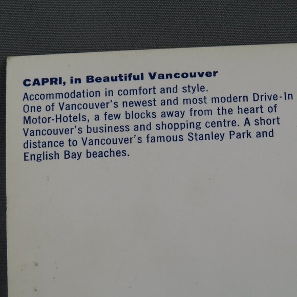 Vintage Postcard - The Capri Motor Hotel - Traveltime - Picture 3 of 4